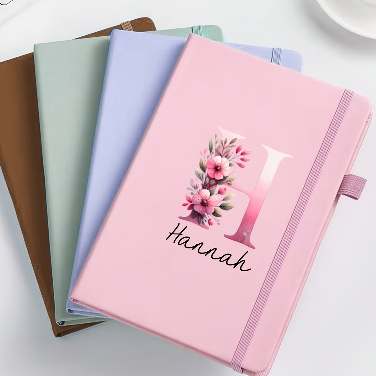 Leatherwork Books - Personalized Name Leather Notebook, Custom Letter