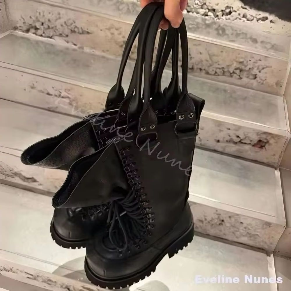 Leatherwork Boots - Retro Genuine Leather Motorcycle Boots Women