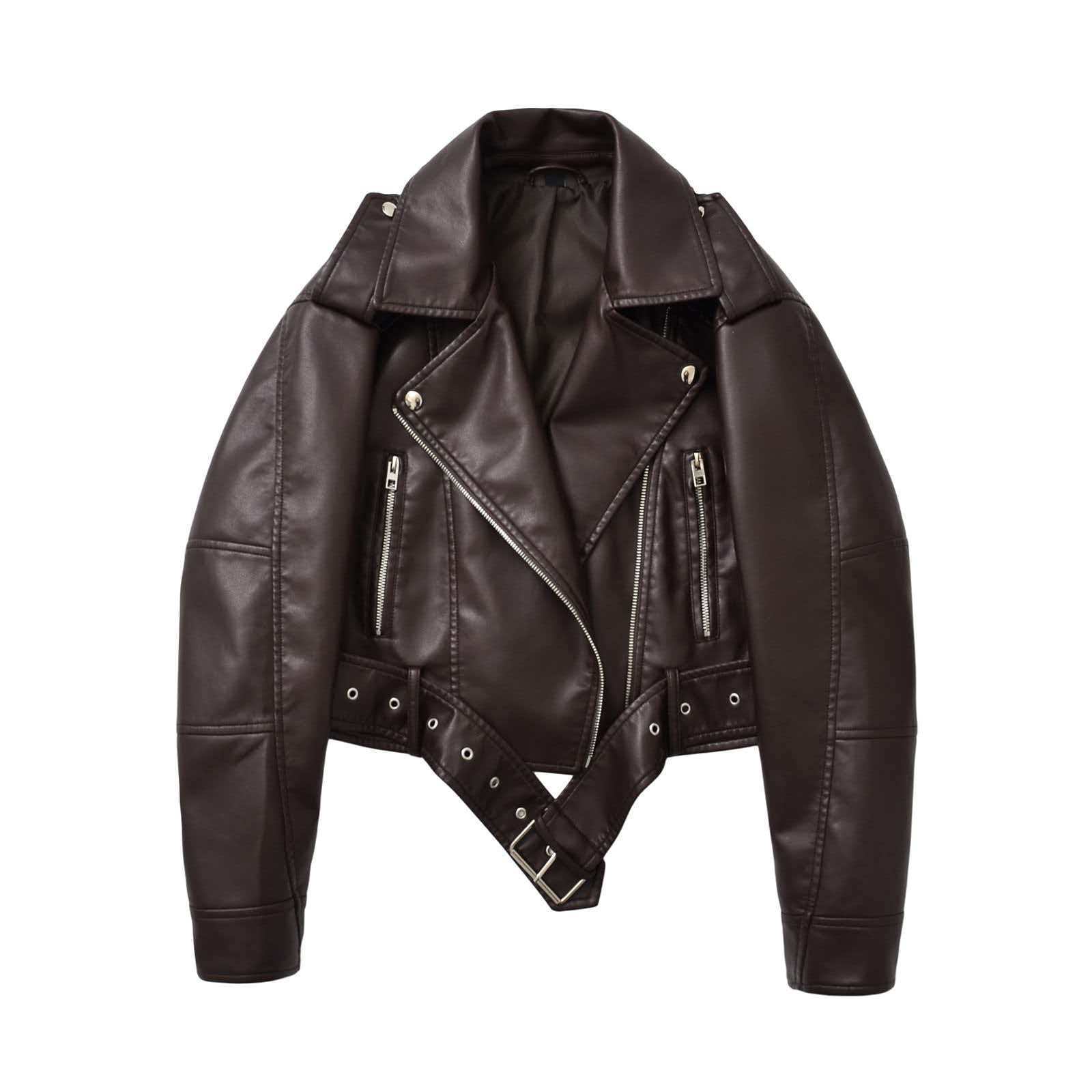 Leather Work Jacket Women'S - Women Coats Faux Leather Jackets Turn