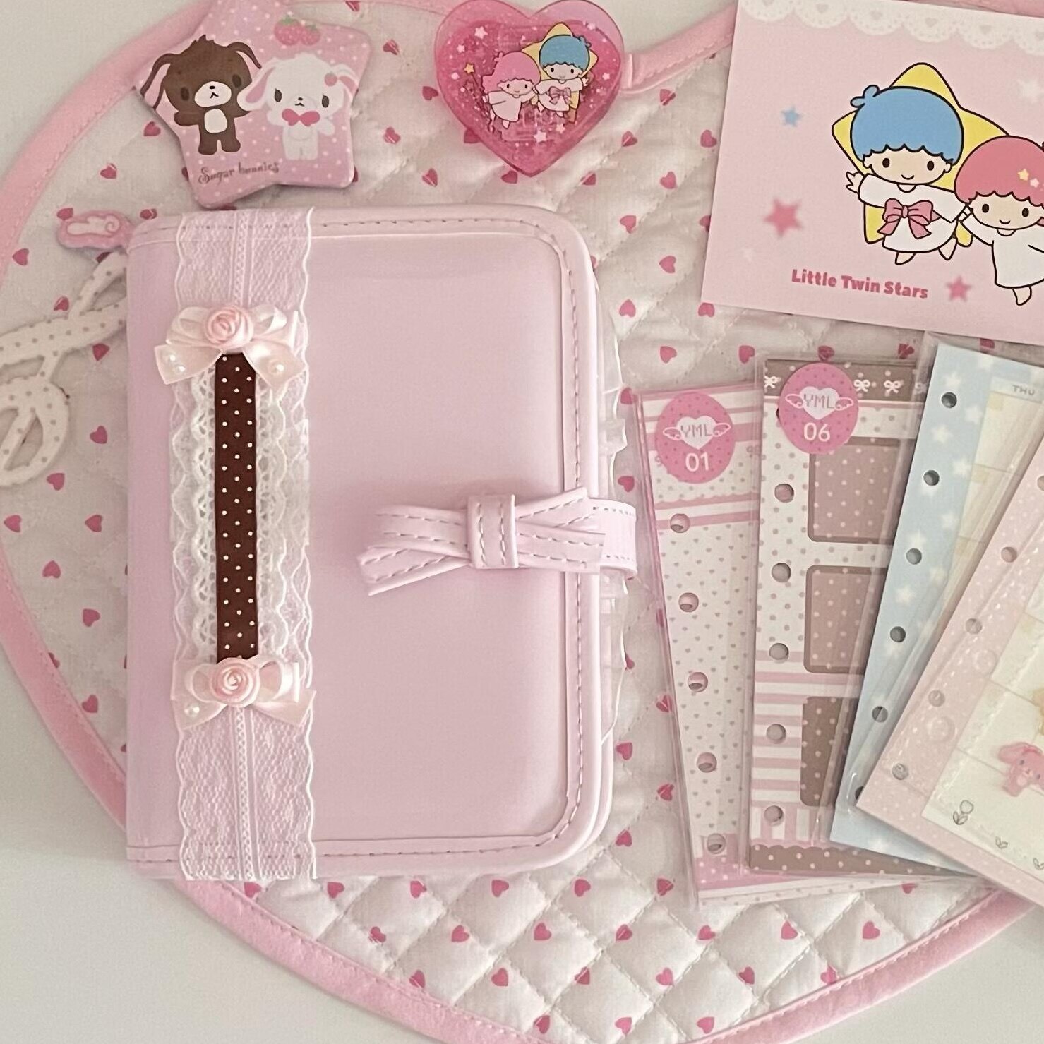 Leatherwork Books - Pink Bowknot A7 Leather Binder Notebook