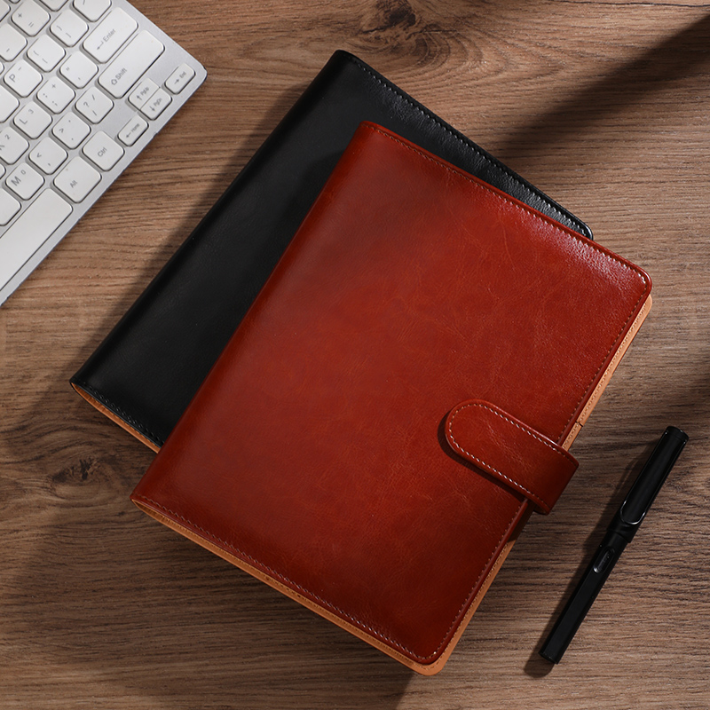 Leatherwork Books - Business Leather Loose-Leaf Notebook, 6-Hole Binder