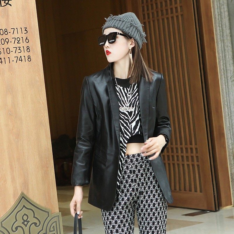 Autumn Elegant Women Soft Shee - Leather Work Jacket Women'S recension och pris