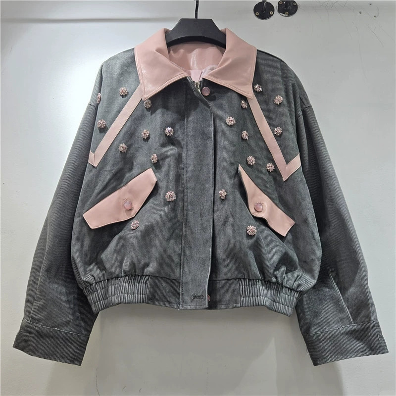 Heavy Work Beaded Flowers Cord - Leather Work Jacket Women'S recension och pris