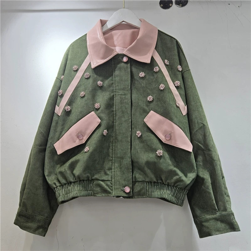 Heavy Work Beaded Flowers Cord - Leather Work Jacket Women'S recension och pris