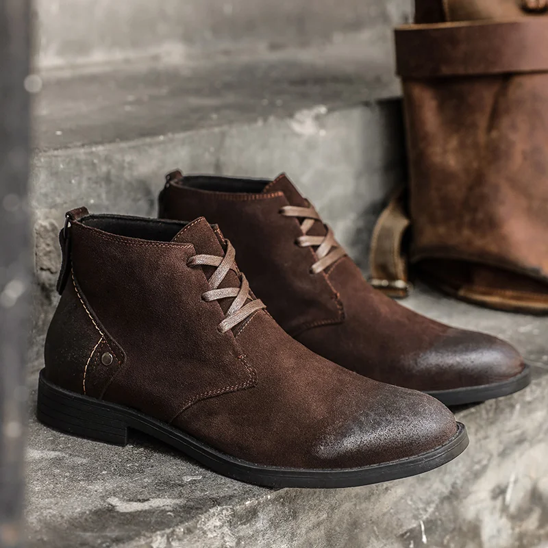 New Cow Suede Ankle Boots Hand - Leatherwork Boots recension och pris