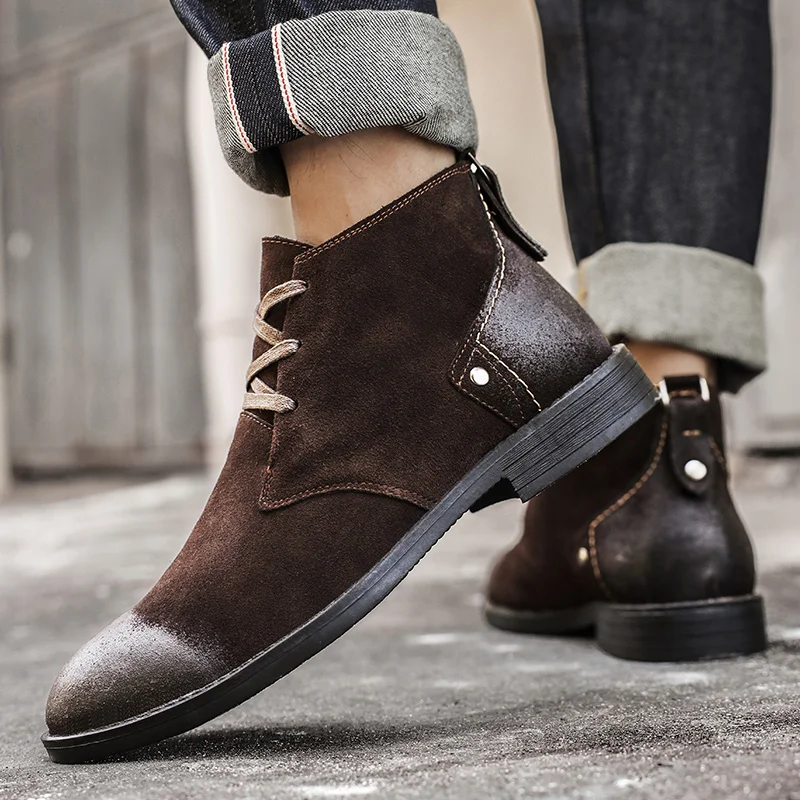 New Cow Suede Ankle Boots Hand - Leatherwork Boots recension och pris