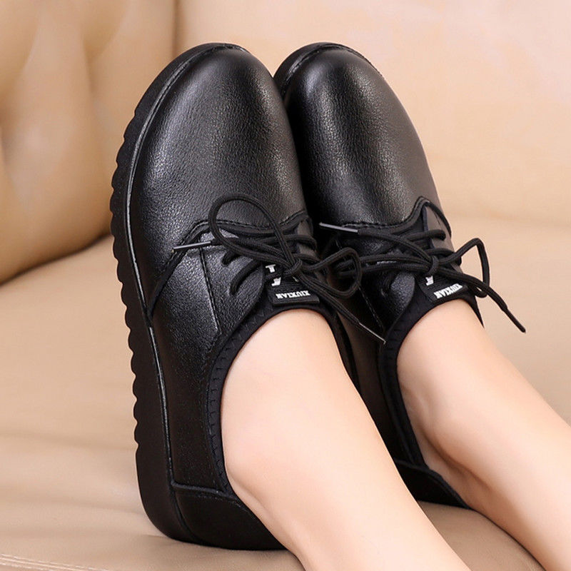 Solid Black Oxford Shoes Woman - Leather Work Oxfords recension och pris