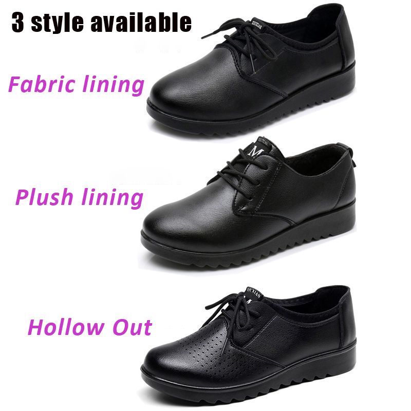 Solid Black Oxford Shoes Woman - Leather Work Oxfords recension och pris