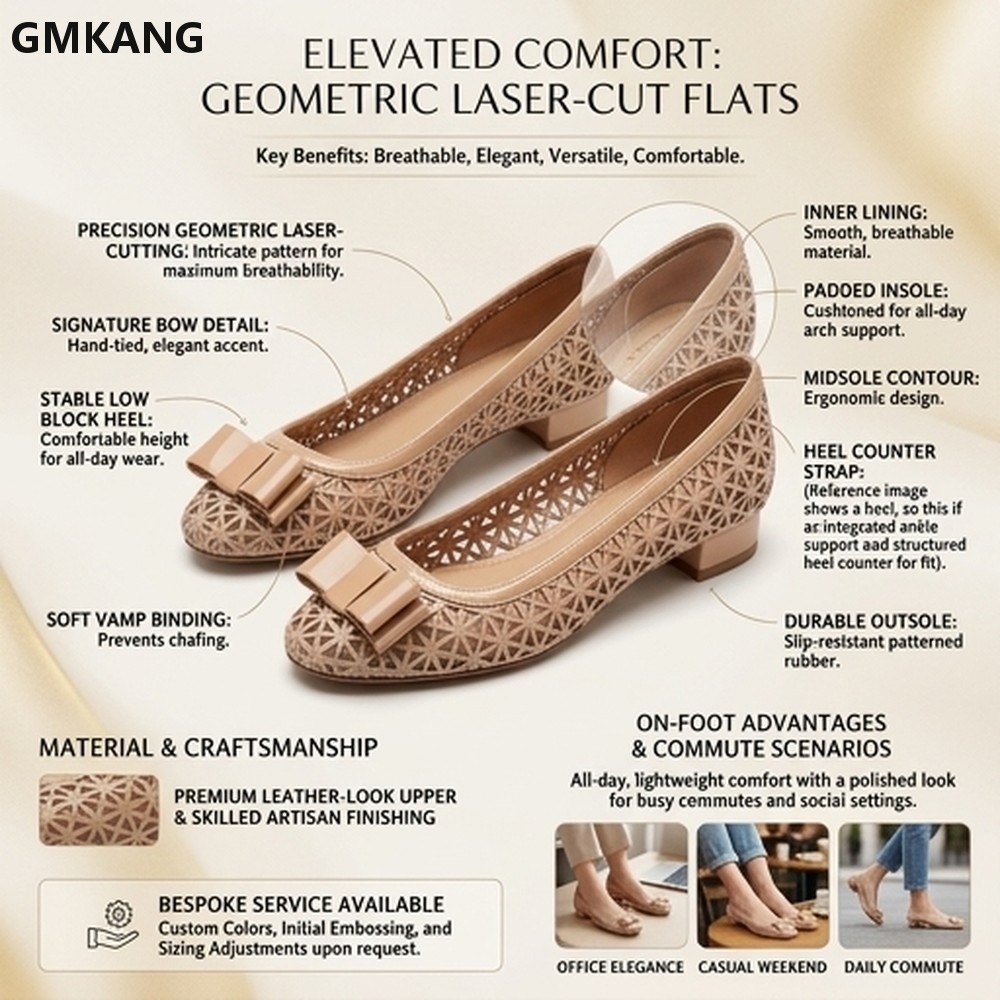 Women's Bow Pumps Geometric Cu - Leather Work Outfit recension och pris