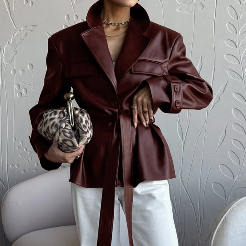 Women Coats Faux Leather Jacke - Leather Work Jacket Women'S recension och pris