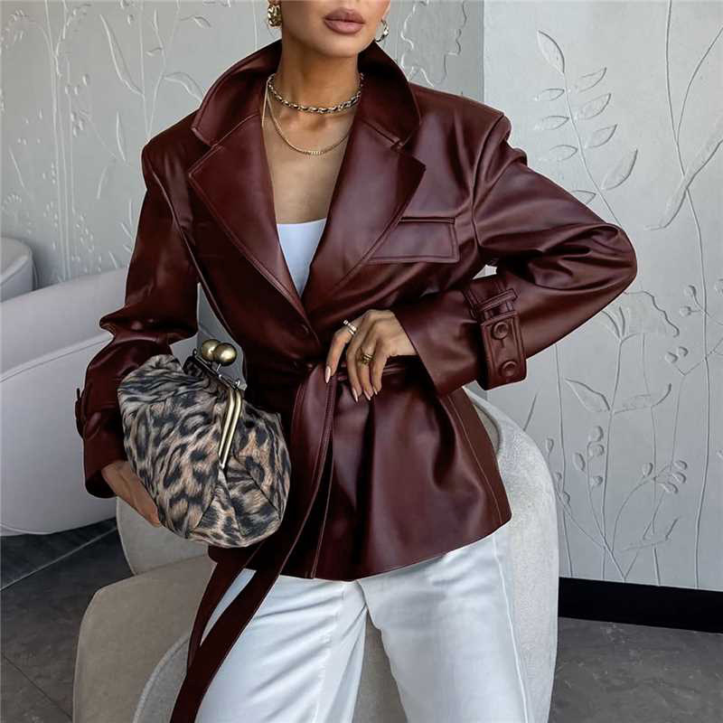 Women Coats Faux Leather Jacke - Leather Work Jacket Women'S recension och pris