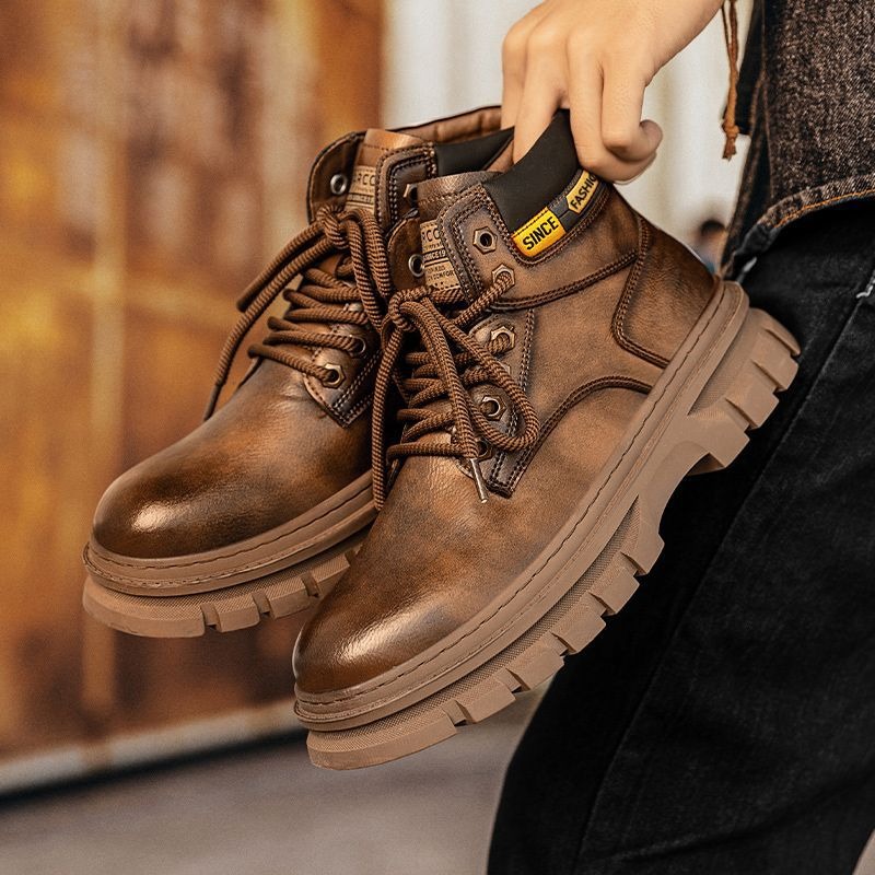 Vintage Men Platform Ankle Boo - Leatherwork Boots recension och pris