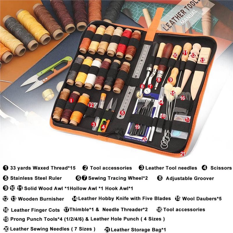 AB08-Leather Working Tools Kit - Leatherwork Beginner Tools recension och pris