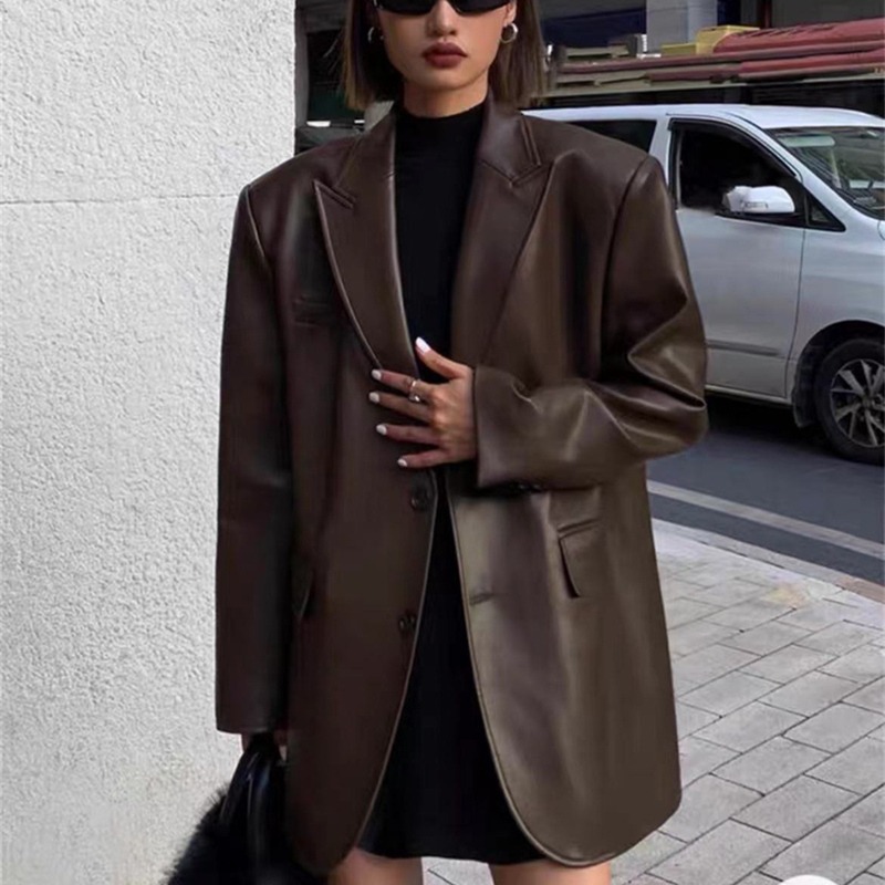 Autumn Winter PU Leather Busin - Leather Work Jacket Women'S recension och pris