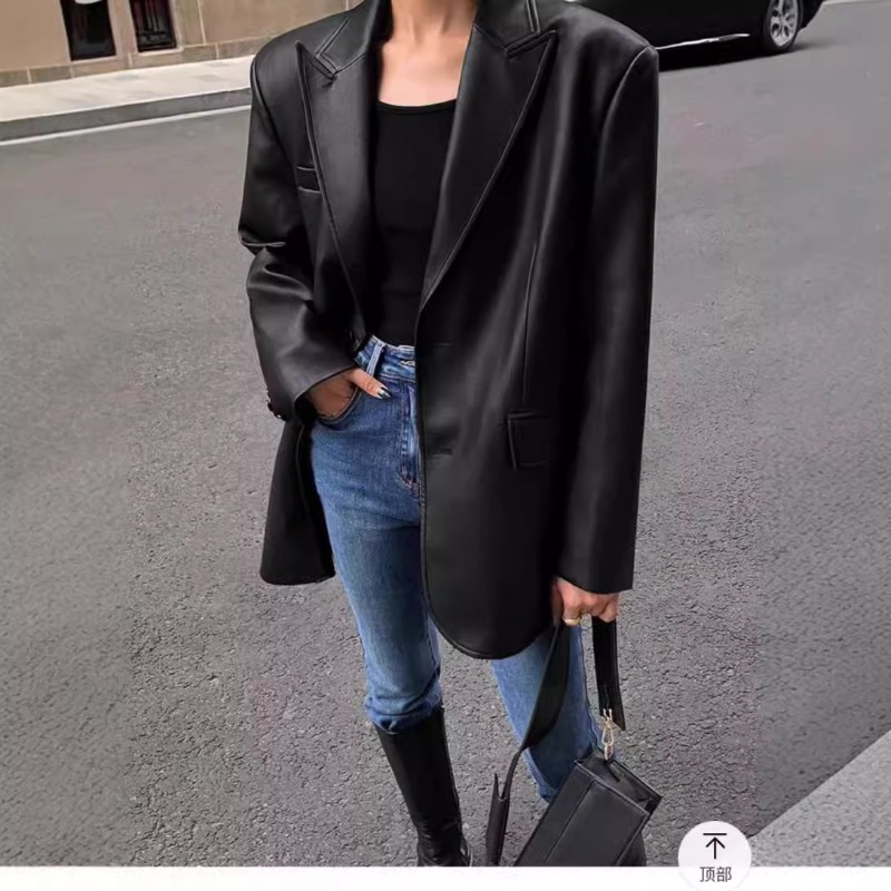 Autumn Winter PU Leather Busin - Leather Work Jacket Women'S recension och pris