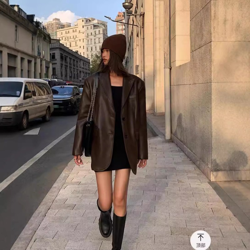 Autumn Winter PU Leather Busin - Leather Work Jacket Women'S recension och pris