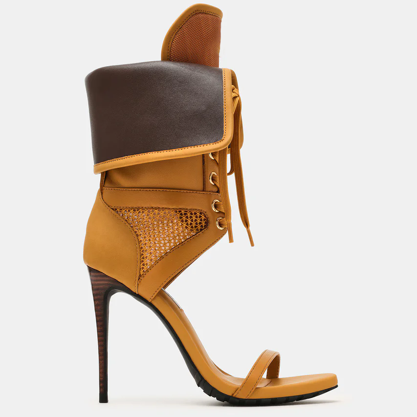Women Open Toe Stilettos Lace  - Leather Work Dress recension och pris