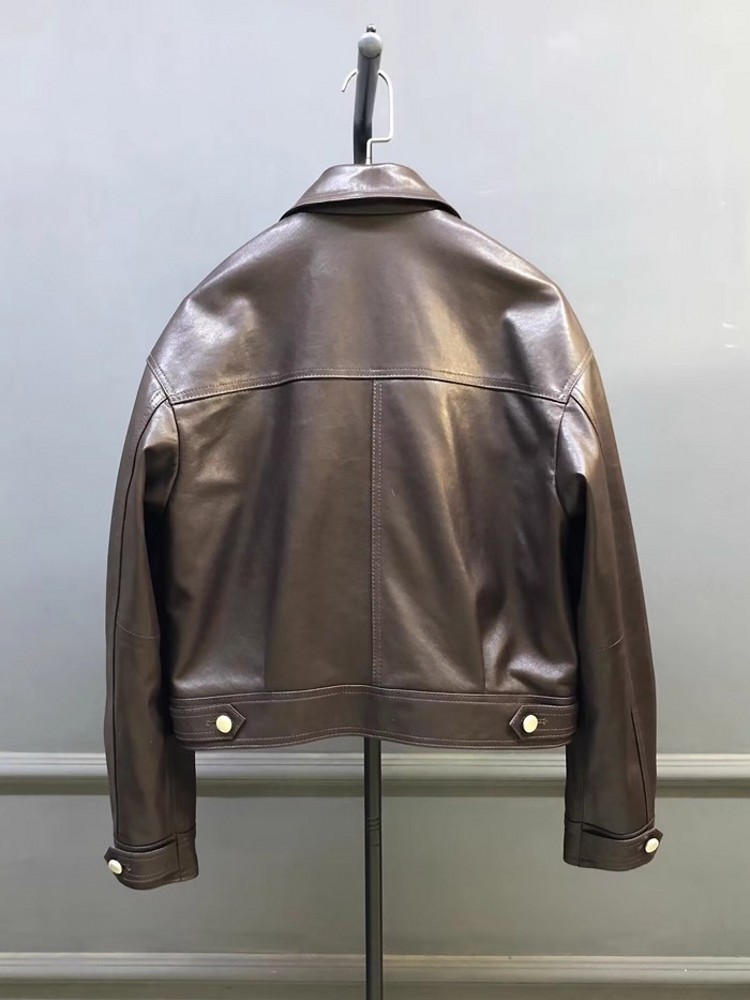 Designer Women Double Collar W - Leather Work Jacket Women'S recension och pris