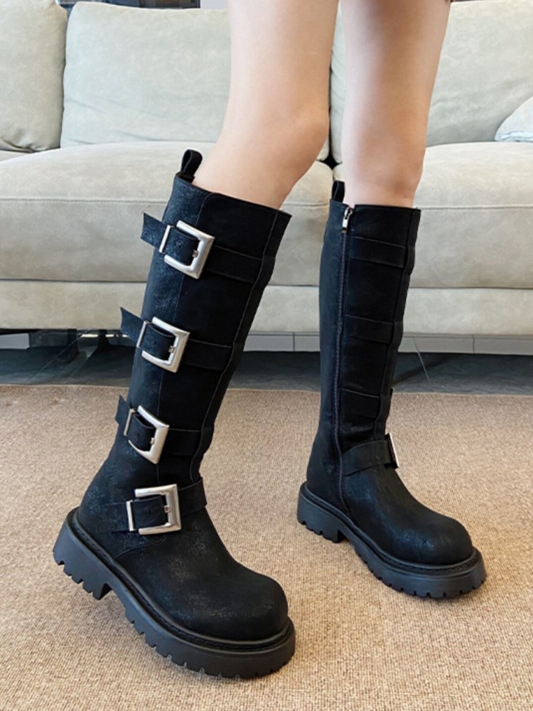 Fashion Women Multi Buckle Kne - Leatherwork Boots recension och pris