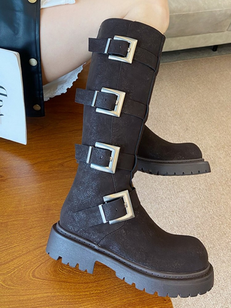 Fashion Women Multi Buckle Kne - Leatherwork Boots recension och pris