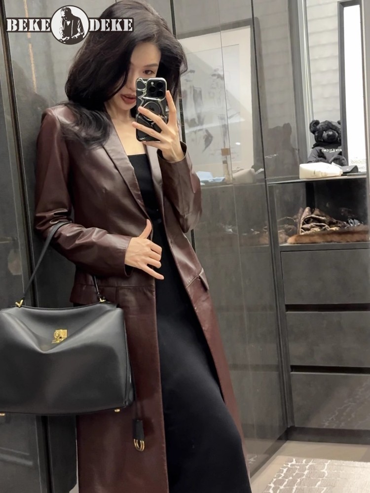 Italian Designer Women Long Sh - Leather Work Jacket Women'S recension och pris