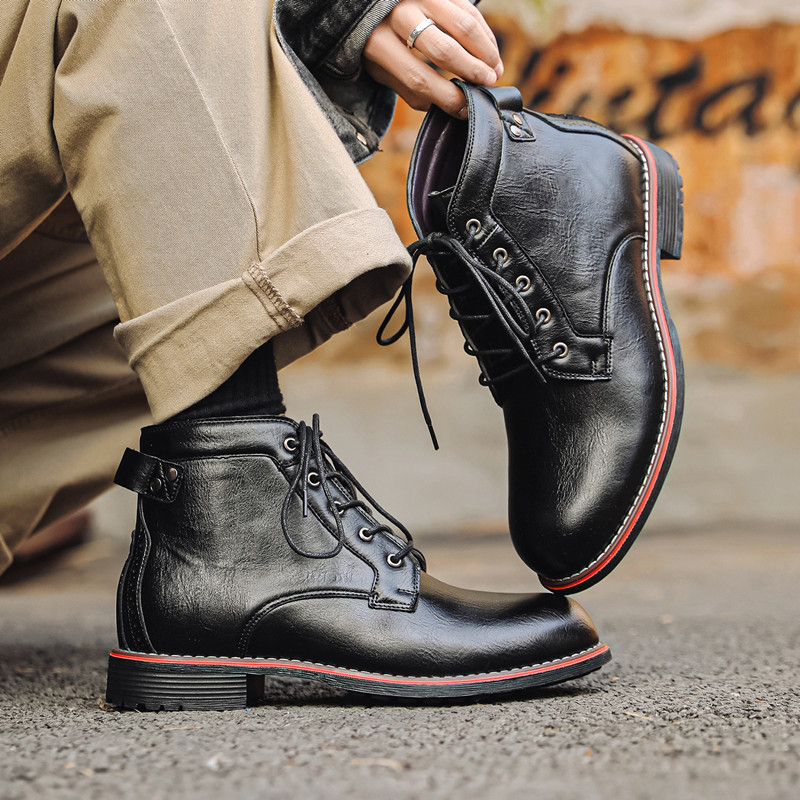 Luxury Retro High Men's Leathe - Leather Work Dress recension och pris