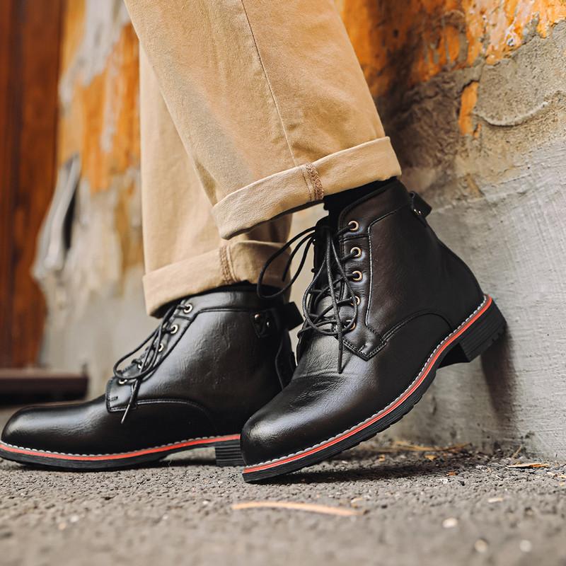 Luxury Retro High Men's Leathe - Leather Work Dress recension och pris