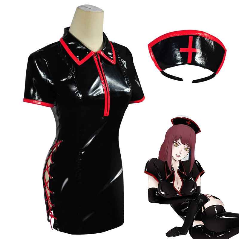 Anime Chainsaw Man Cosplay Cos - Leather Work Dress recension och pris