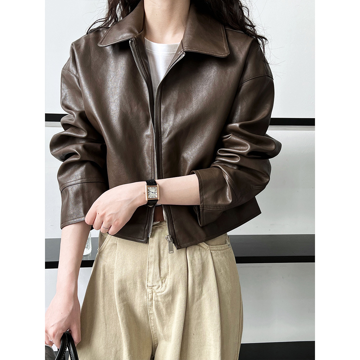 Women Coats Faux Leather Jacke - Leather Work Jacket Women'S recension och pris