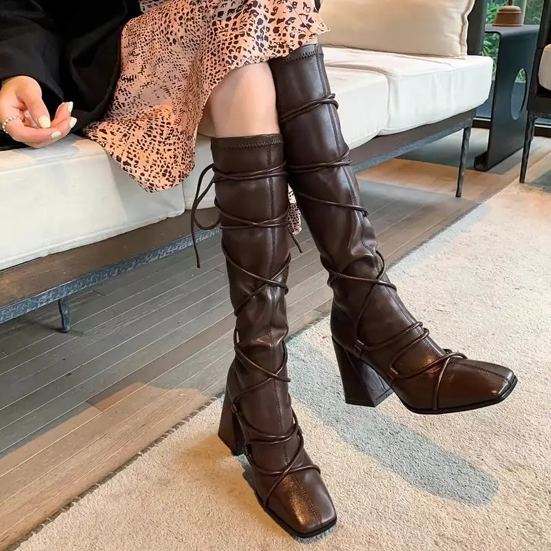 Autumn Winter Leather Strap Kn - Leatherwork Boots recension och pris