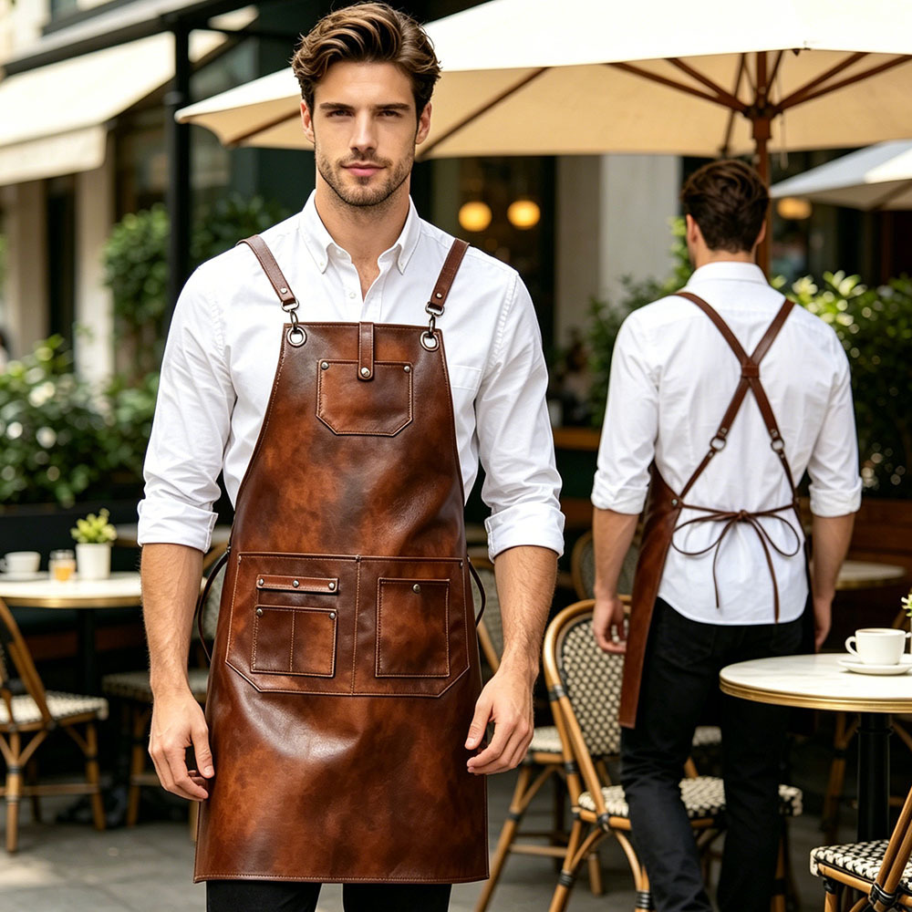 PU leather apron waterproof an - Leatherwork Apron recension och pris
