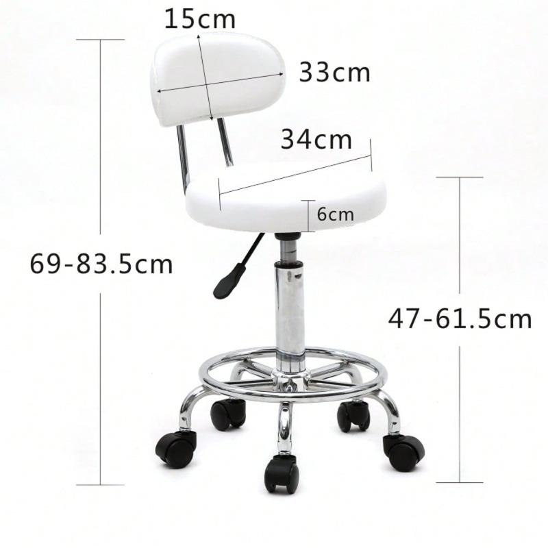 White Round Swivel Salon Stool - Leatherwork Tattoo recension och pris