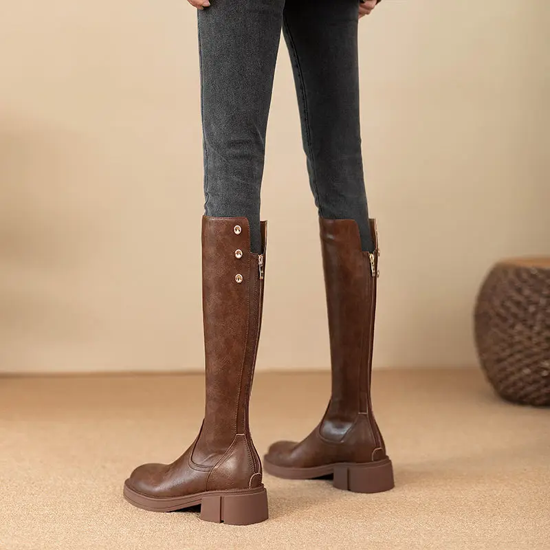 Autumn Winter Middle Heel Ladi - Leatherwork Boots recension och pris